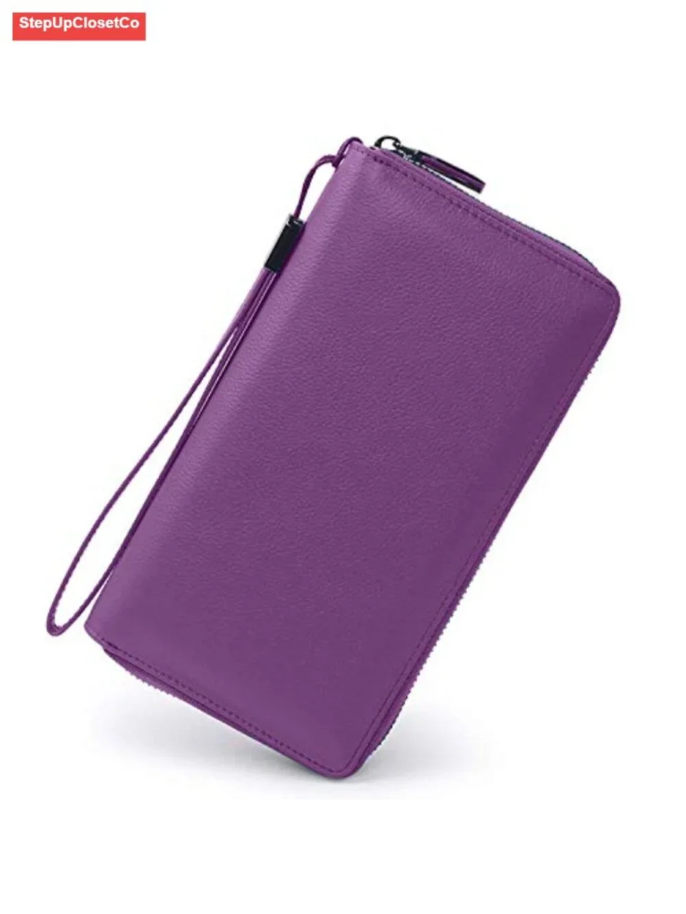 Genuine Leather Zip Around RFID Blocking Phone Wallet Wristlet Large Capacity